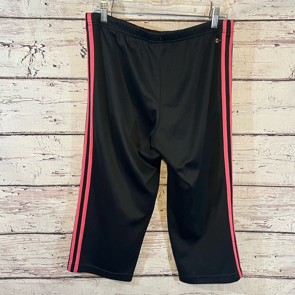 ADIDAS Athletic Pants "Climalite" Cropped Black with Pink Stripes-Medium - Picture 2 of 2
